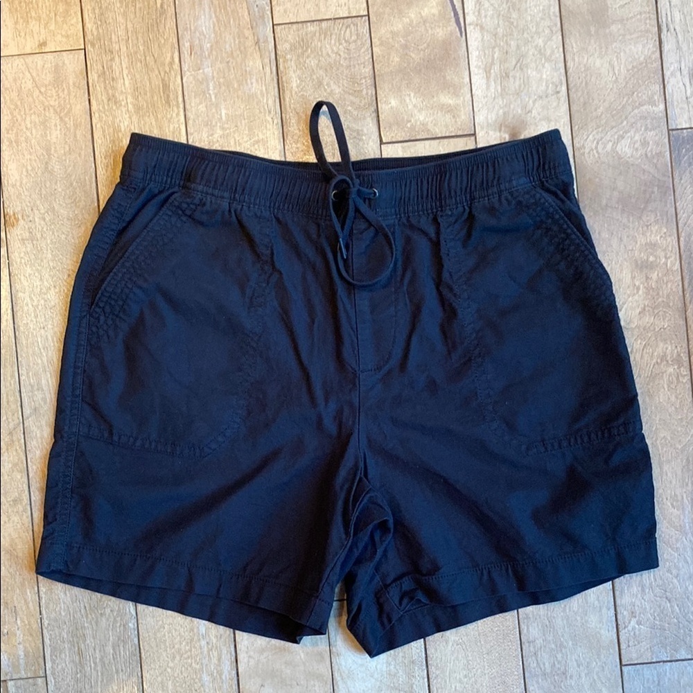 Tahari Drawstring Elastic Waist Black Shorts Cotton Spandex Women’s Size Small